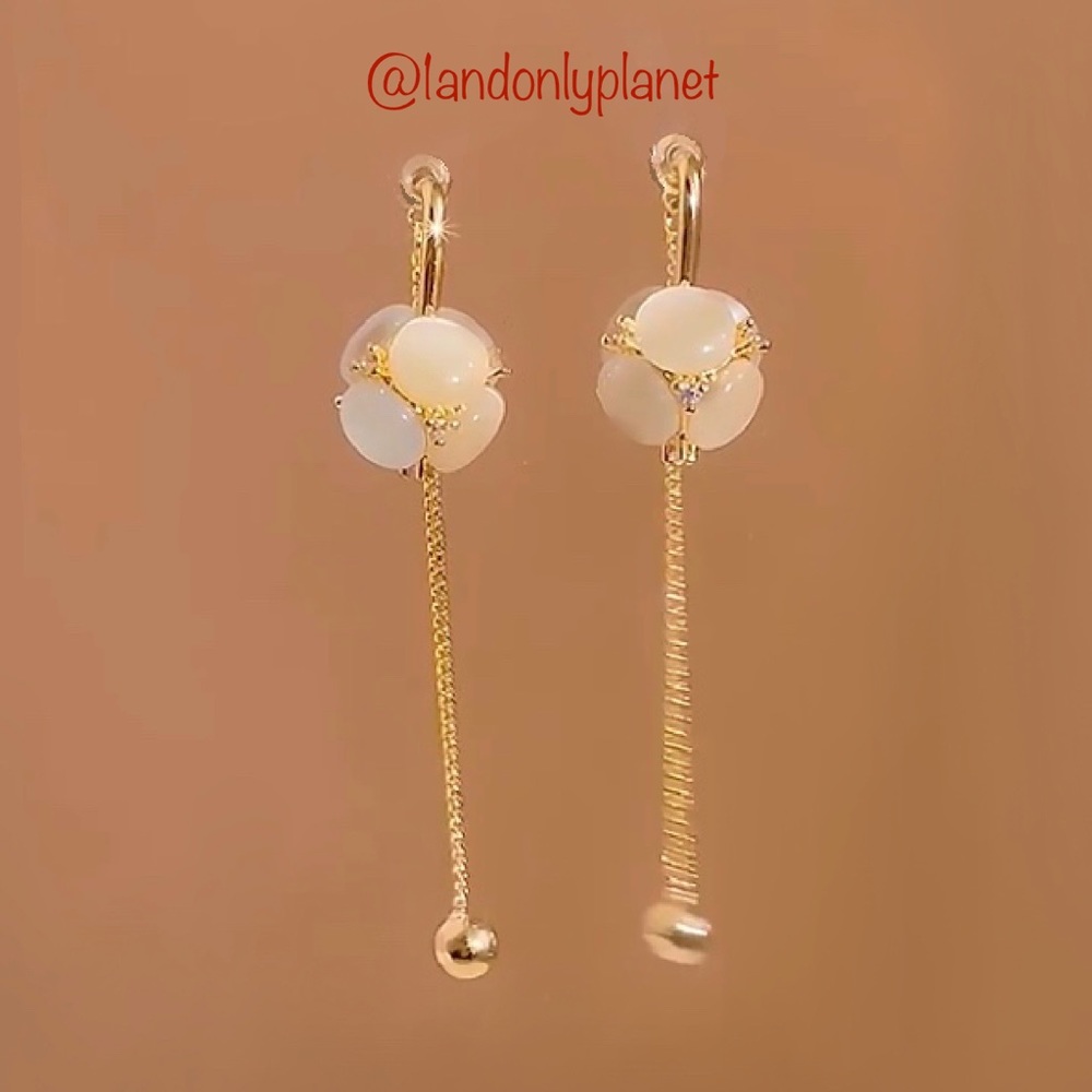 Opal Dangle Swing Gold Statement Drop Earrings, 🌹HP🌹 ✨NEW✨ - Picture 2 of 4